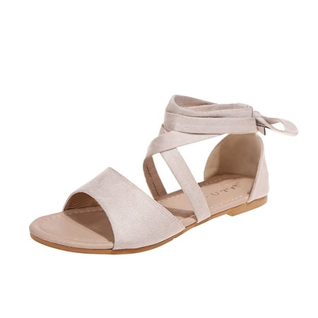 

TTQLVZJGSE Women s Simple Summer Comfortable Lightweight Flat Bottom Slope with Casual Sandals Summer Ladies Flip Flops Color Bandage Flat Beach Shoes