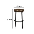 thumbnail image 5 of Benjara Mey Counter Stool- Brown Leather Round Seat- Black Forged Iron Base, 5 of 6
