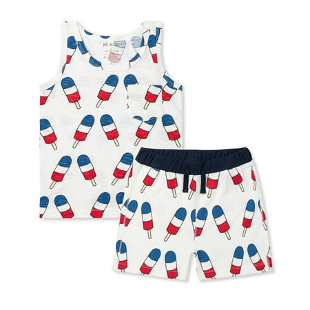 

M+A by Monica + Andy Toddler Organic Cotton Tank Top and Short Outfit Set Sizes 12M-5T