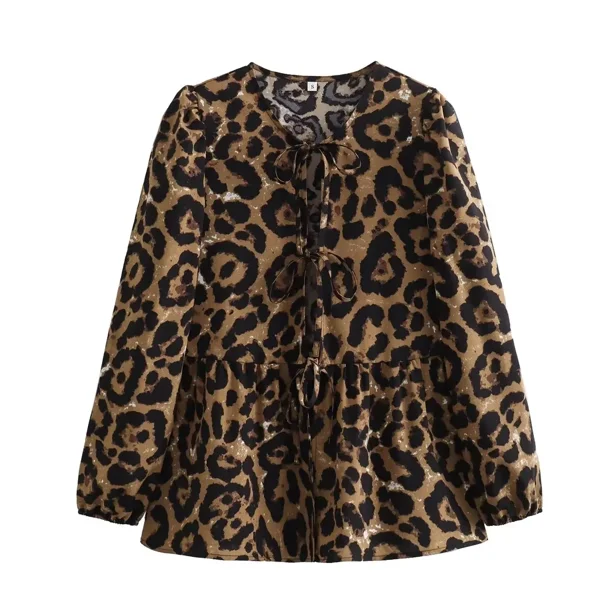 Camisas holgadas Vintage con mangas abullonadas para mujer, blusas con botones y agradable arco a la moda para mujer, Tops con volantes, ropa elegante 2024