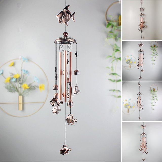 Decoración hogareña Gwong Viento Chime Vintage Forma de animales Metal Melodious Colgante Campana Colgante para el hogar Gwong 21069189