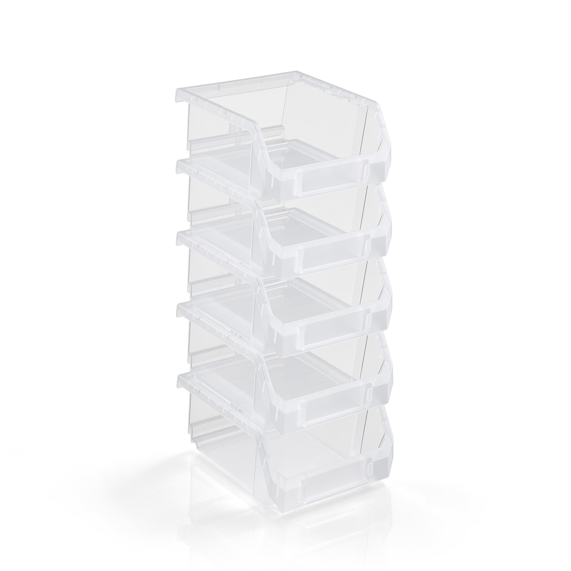 Sorbus Small Garage Storage Bins, Open Front Plastic Organizer, Clear, 5 Pack
