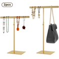 thumbnail image 1 of Handbag Display Stand, 2 Pack Table Polished Gold Purse Stands for Display, Adjustable Height Purse Display Stand T Bar Hanging Jewelry Display Holder, 1 of 6