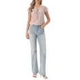 thumbnail image 2 of INSPIRE CHIC Valentine's Day Women's Floral Blouse Short Cap Sleeve Chiffon Casual Ruffle Tops XS Pale Pink, 2 of 6
