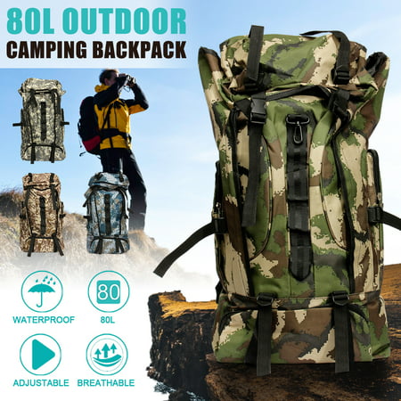 80L Waterproof Military Rucksacks Tactical Camouflage Backpack Nylon/Polyester Assault Pack Combat Sports Travel Hiking Camping Shoulder Bags Outdoor Luggage Backpack Trekking