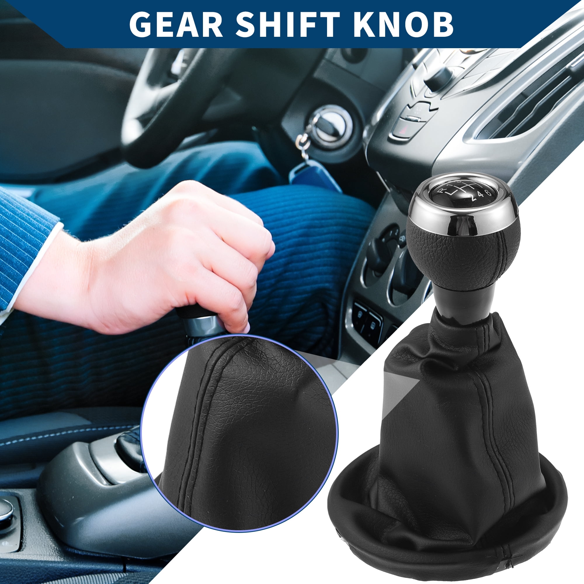 Gear Shift Knob with Dust Cover 6 Speed Manual Stick Shifter Knob for Mini Cooper R56 Plastic Black