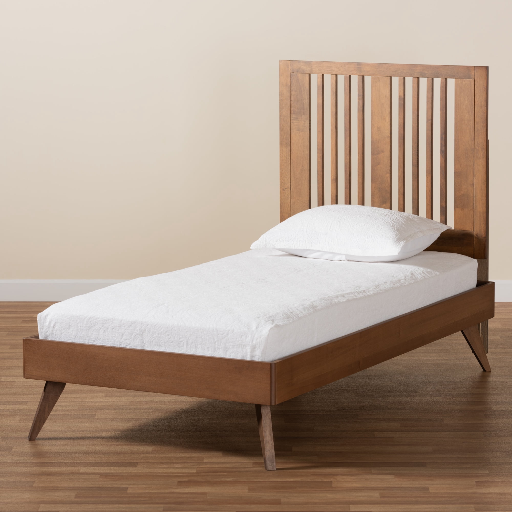 Baxton Studio Takeo Transitional Wood Platform Bed, Twin, Ash Walnut