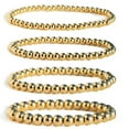 thumbnail image 2 of EOEMY Luxury 14K Gold Plated Beads 4/5/6/8 Beaded Bracelets Men Women Stacking Bangle-5mm, 2 of 9