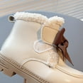 thumbnail image 5 of Eltusu Girls Ankle Boots, Warm No Slip Slip on Bow Winter Booties Shoes Beige Size 2(Big Kids), 5 of 8