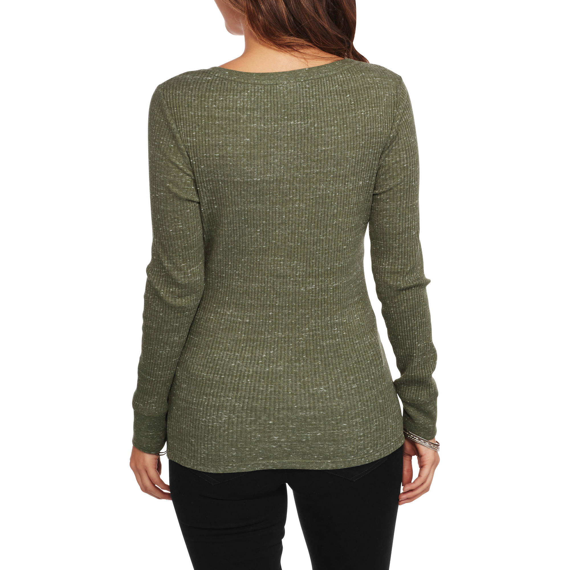 Women's Ribbed Long Sleeve Scoopneck T-Shirt - image 2 of 2