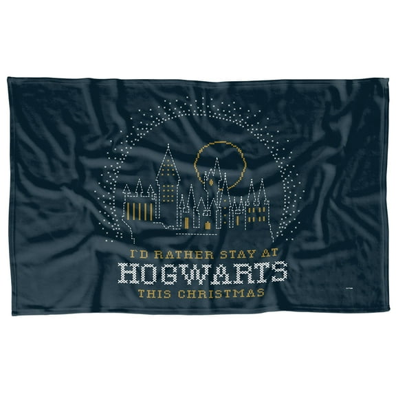 Harry Potter and The Deathly Hallows Part 2 Blanket, 36'x58' I'd Rather Stay at Hogwarts Fleece Blanket