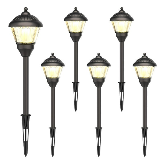GOODSMANN Lumières de Chemin 1.5W LED 6PK Kits d'Éclairage Paysager Basse Tension Extérieur 100 Lumens Chemin Câblé 3000K Métal Blanc Chaud 12V Bronze Trottoir Électrique avec Connecteur de Câble