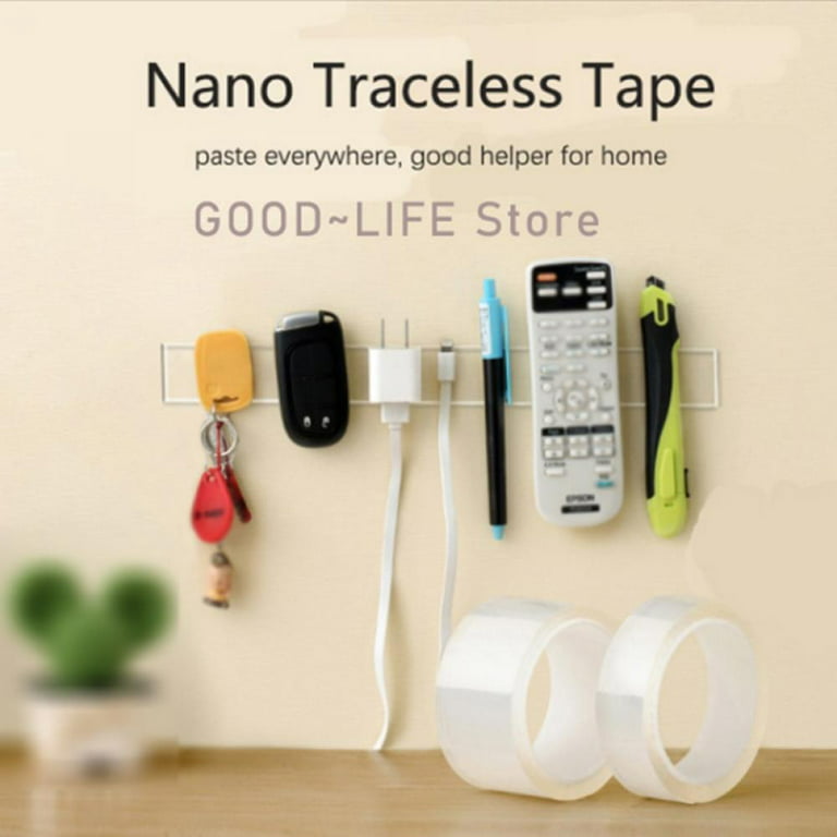 ZMUAXUAN Strong Nano Double Sided Tape Heavy Duty Mounting,Clear Removable Sticky  Adhesive Strips No Damage Wall, Waterproof Reusable Thick Gel Grip Washable  for Hanging Picture,Poster,Carpet,Photo