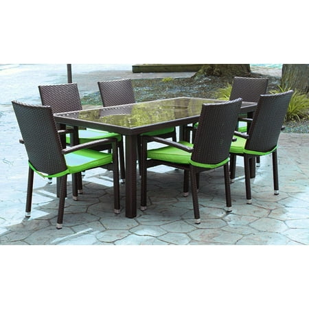 7 Piece Black Resin Wicker Outdoor Furniture Patio Dining Set Lime Green Cushions Canada 7 Piece Black Resin Wicker Outdoor, Black Plastic Wicker Outdoor Furniture