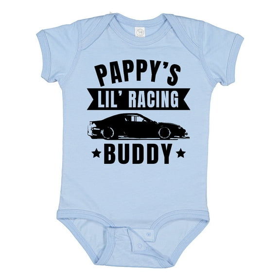 Inktastic Pappy's Lil' Racing Buddy with Car Silhouette Boys or Girls Baby Bodysuit