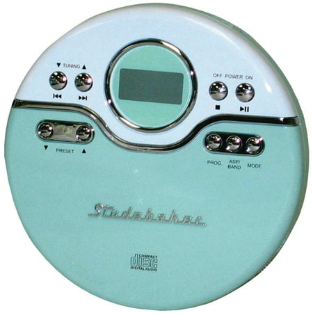 Studebaker Sb3703mw Personal Jogging Cd Player With Fm Pll Radio (mint Green/white)