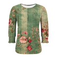 thumbnail image 5 of YYUIJK Women's 2025 Fashion Tops 3/4 Length Sleeve Business Casual Blouses Summer Tees Shirts Green A XL, 5 of 5