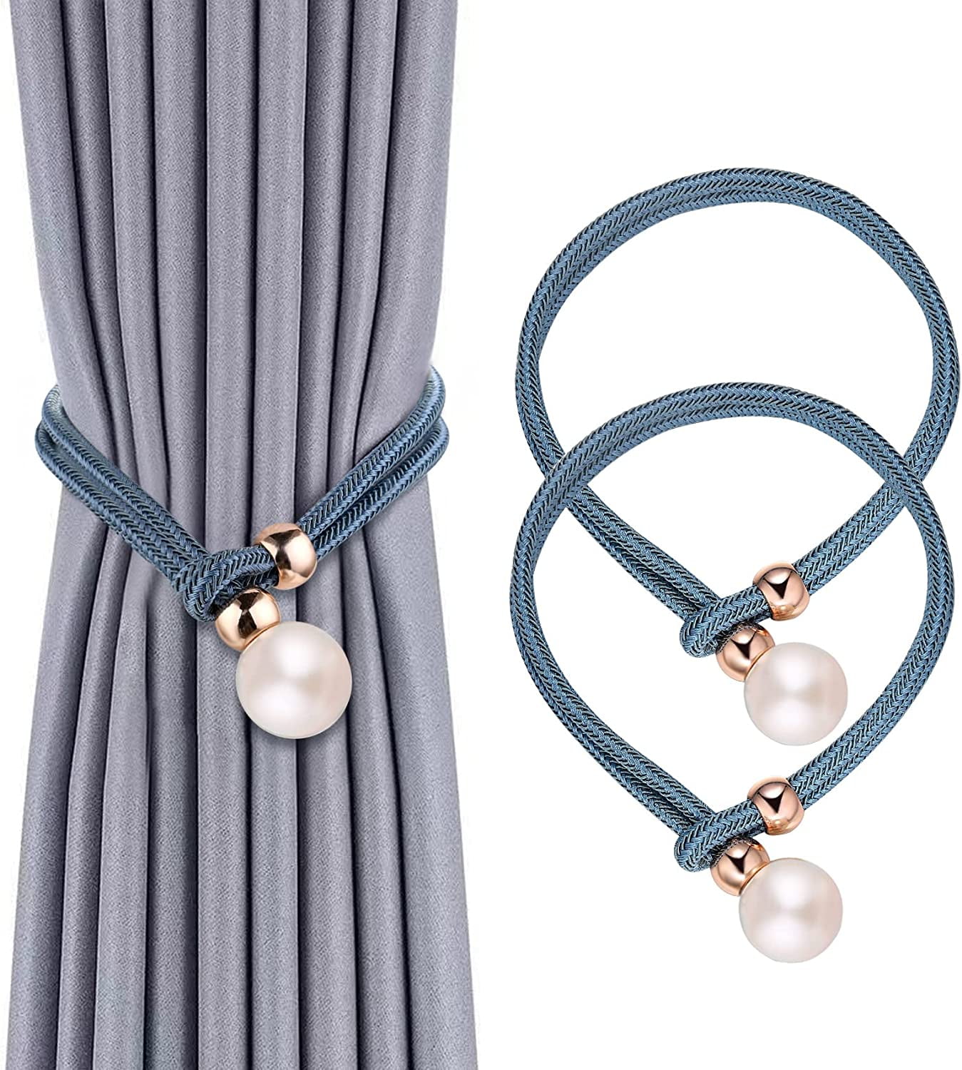 2 Pack Curtain Tiebacks, Adjustable PullOut Rope Tie Back with Large