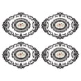 thumbnail image 1 of Paquete de 4 manteles individuales de encaje retro ovalados de 12x16 pulgadas, doilies de ganchillo franceses en negro, 1 of 7