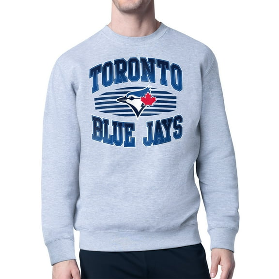 Men's Starter Heather Gray Toronto Blue Jays Team Grit Graphic Fleece Pullover Sweatshirt