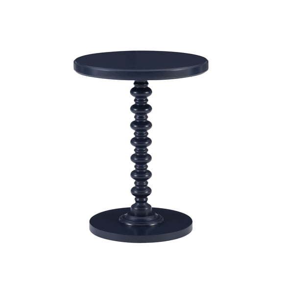 Powell Pesaro Round Pedestal Indoor Accent Side Table, 22.25" Tall, Navy Blue