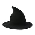 thumbnail image 1 of Funie Shaman Hat Solid Color Steeple Unisex Wide Brim Foldable Knitted Witch Cap for Halloween, 1 of 8