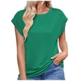 thumbnail image 1 of Birdeem Blouses pour Femmes Mode Blouses Décontractées Unies à Manches Courtes Col Rond, 1 of 12