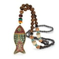 thumbnail image 2 of xiangDd Nepal Buddhist Mala Bead Pendant Necklace Ethnic Horn Fish Long Jewelry, 2 of 7