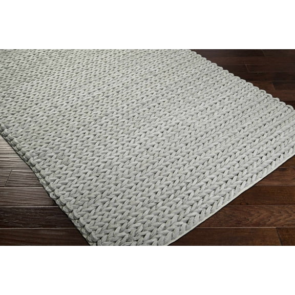 Hauteloom Pocahontas Wool Living Room, Bedroom Area Rug - Natural Fibers - High Pile - Light Gray - 2' x 3'
