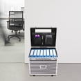 thumbnail image 6 of Striped Pattern Rolling File Storage Case, Black+Silver File Storage Case With Lock, 50 Kg/110. 23 Lbs Load-Bearing Capacity File Box With Wheels And Telescopic Pole, Lockable Document Organizer, 6 of 10