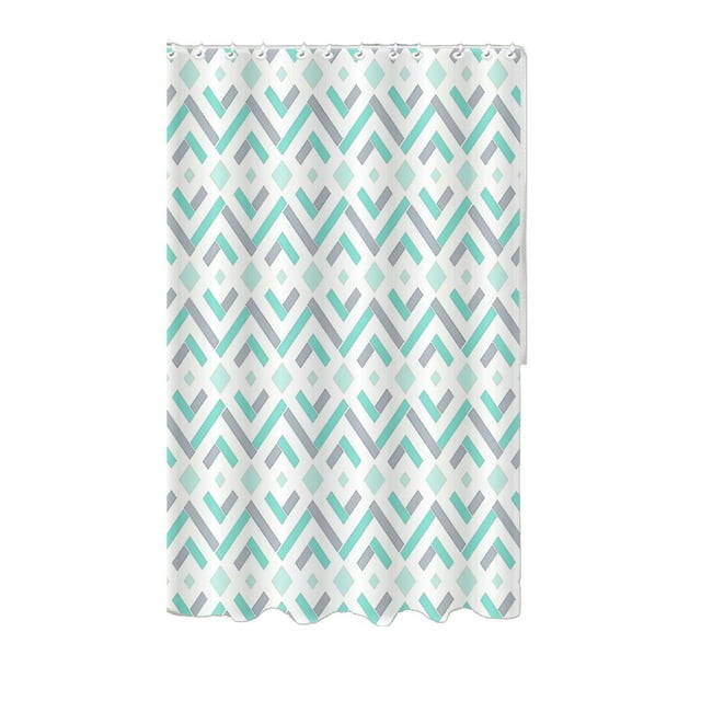 14Pc Set Peva S. Curtain + 12 Hooks + Bathmat (Geo Diamond)