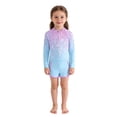 thumbnail image 2 of ZHOGXU Kids Girls Two Piece Swimwear Long Sleeved Floral Print Zipper Top And Shorts Comfortable Sun Protective Beachwear Outfits For Pool Beach,Sky Blue,5-6 Years, 2 of 6