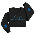 thumbnail image 3 of UJNDER Women's Crewneck Sweatshirt Mom Embroidered Letter Print Pullover Long Sleeve Funny Black S, 3 of 4