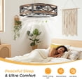 thumbnail image 5 of edx 22" Farmhouse Flush Mount Ceiling Fan with Light & Remote, Reversible Blades, Bladeless Safety Cage, 6 Speeds, 8H Timer, Rustic Low Profile Ceiling Fan for Bedroom Kitchen Living Room, Gold, 5 of 10