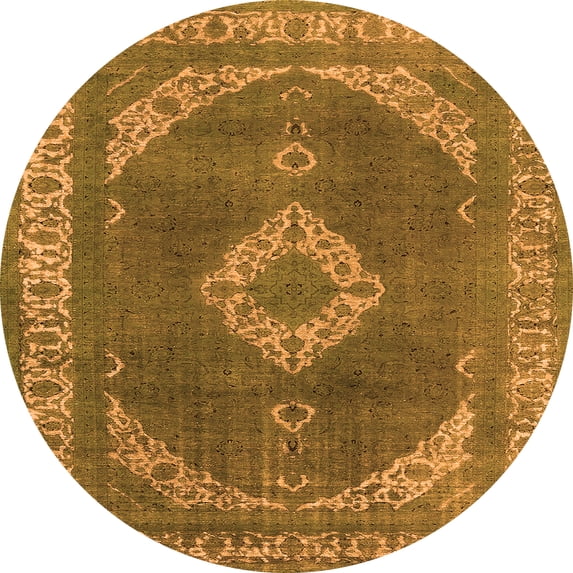 Ahgly Company Indoor Round Oriental Orange Industrial Area Rugs, 7' Round