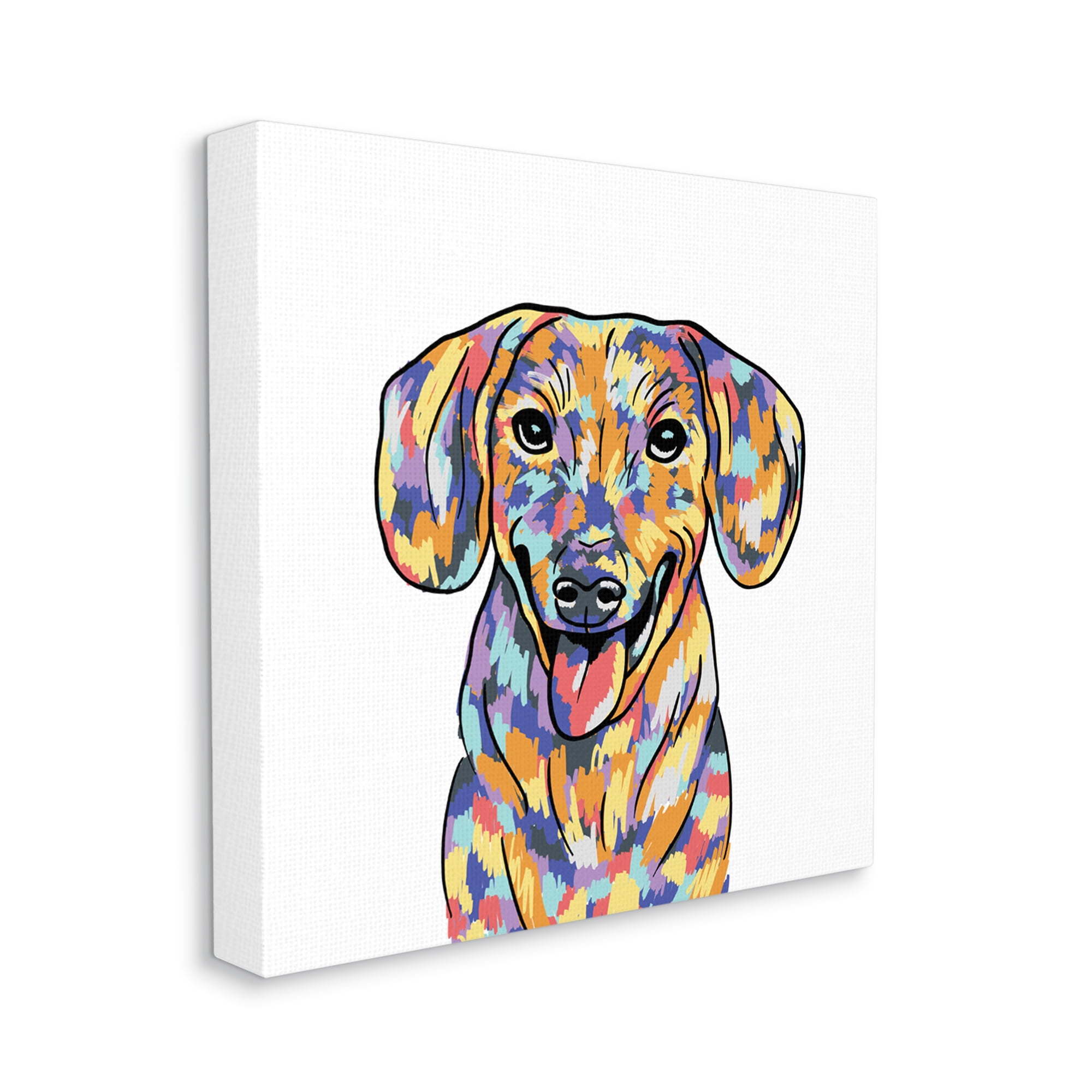 Stupell Industries Modern Dog Portrait Animals & Insects Painting Gallery Wrapped Canvas Print Wall Art, 17 x 17