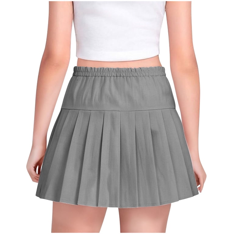 OGLCCG Girls Pleated Mini Skirt Elastic Waist Tennis School