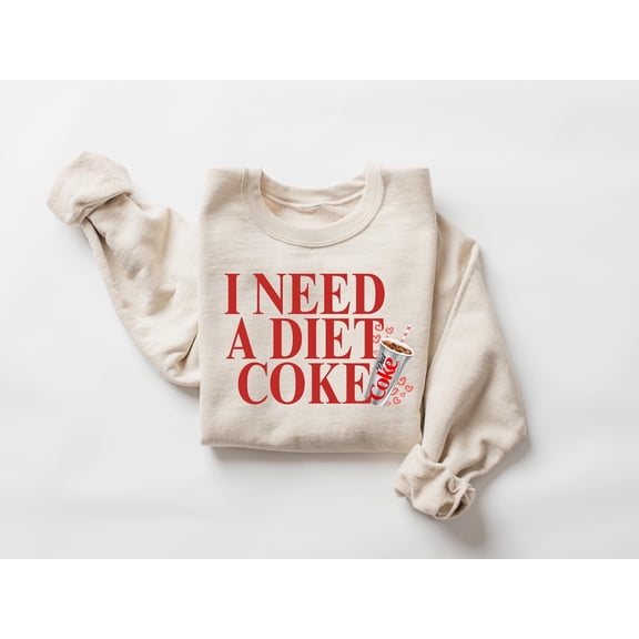 Light-Colored Funny Soda Sweatshirt with Heart Design - Perfect Gift for Diet Coke Lovers