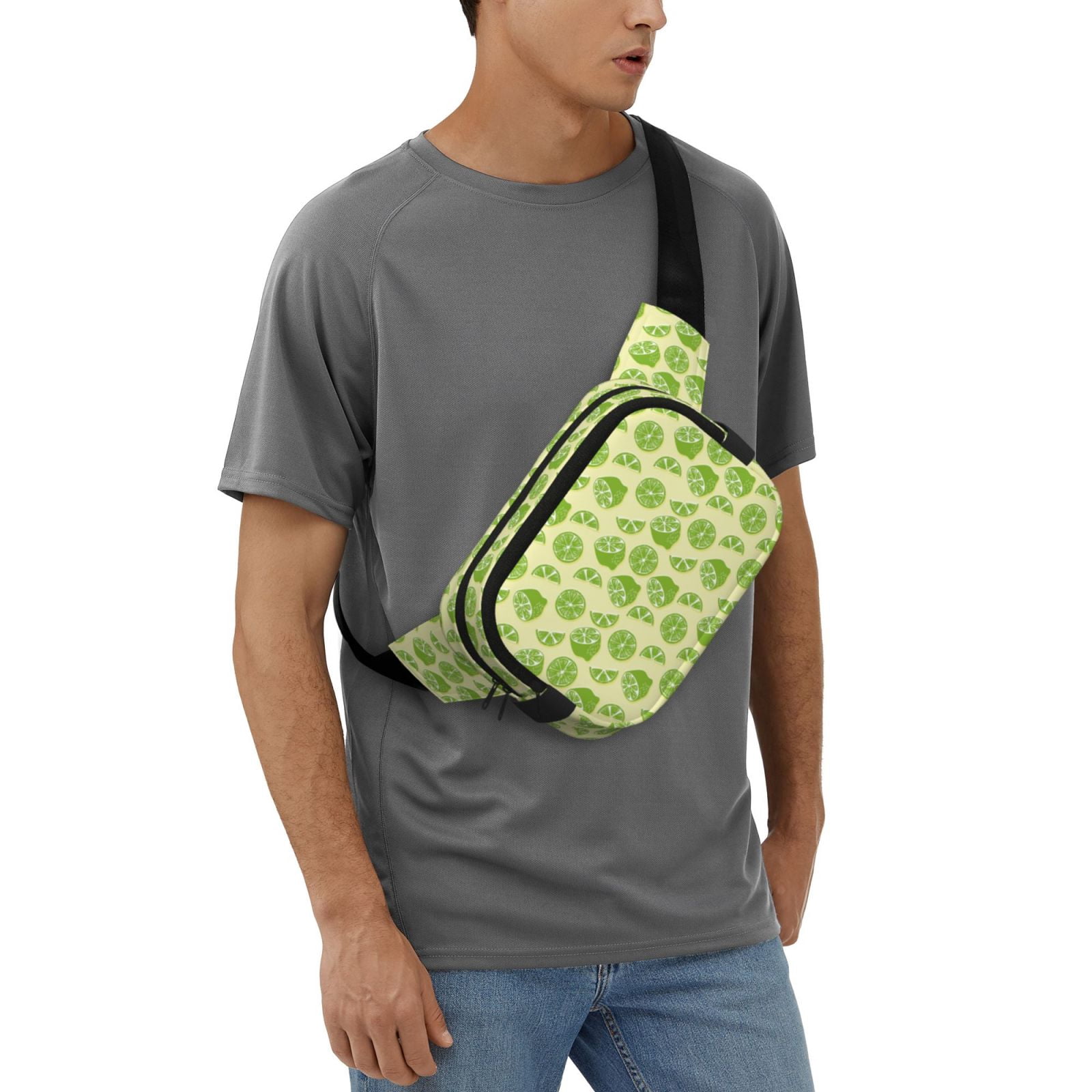 Fuzoiu Various Lemons Print Unisex Square Double Layer Waist Bag,Crossbody Fanny Pack Travel Workout Accessory