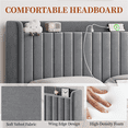 thumbnail image 4 of Renwick Upholstered Platform Queen Bed with Charging Outlets and USB Ports, Light Gray, Adult, 4 of 9