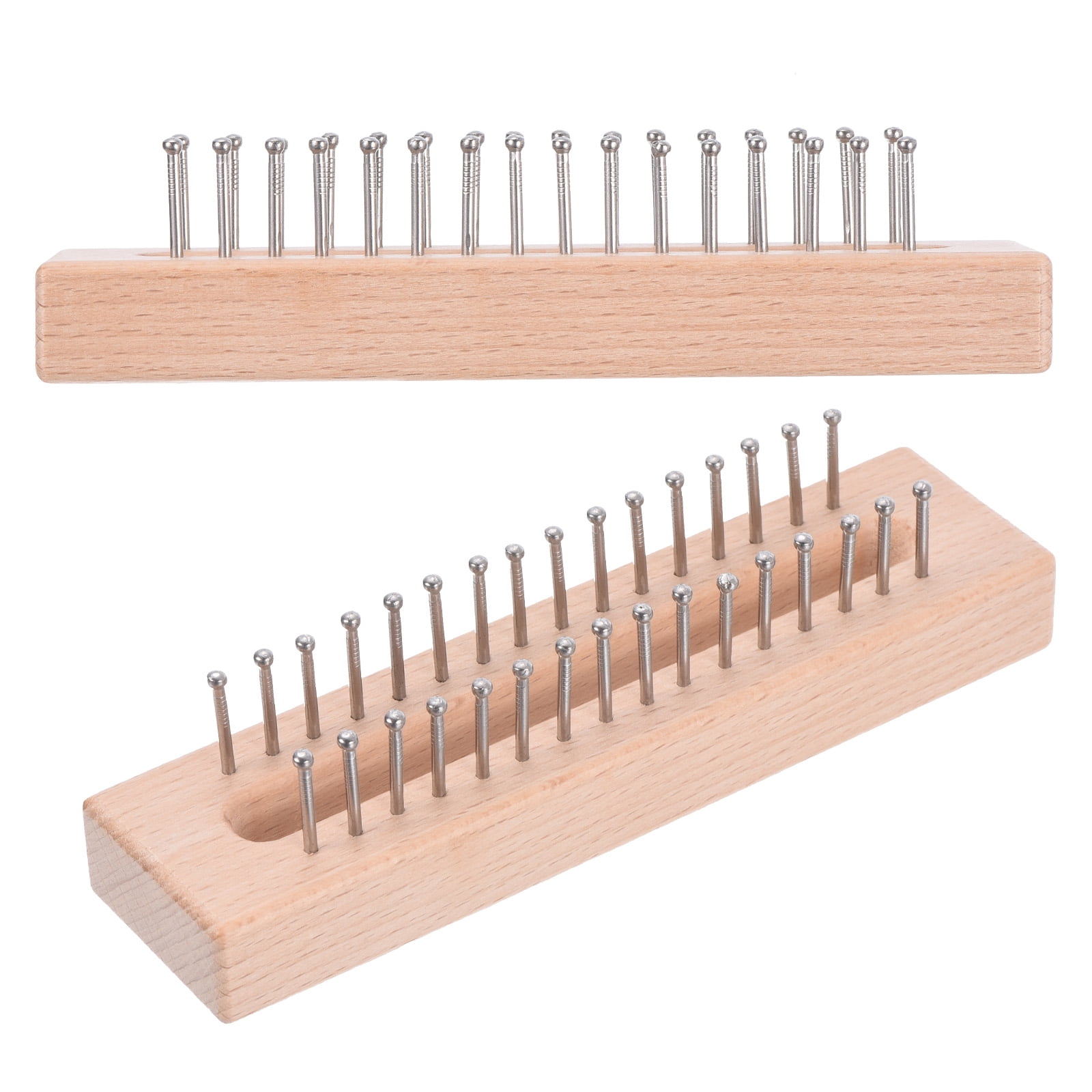 Uxcell 32 Hooks Wooden Weaving Machines Kit, Sock Hat Scarf Sweater Handmade Weave Tool with Pick Needle, Wood
