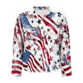 thumbnail image 4 of bamboo linen Independence Day shirts for womens collared Short Sleeve tee shirts USA Flag Star printed tunics blouses Baggy dressy shirts holiday beach party Patriotic clothes 2025, 4 of 5