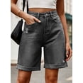 thumbnail image 5 of OYYN Women's Jean Shorts Y2K High Waist Baggy Wide Leg Denim Shorts Rolled Cuff Distressed Jorts for Summer Streetwear, 5 of 6