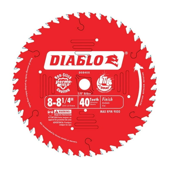 Diablo 8-1/4 in. Dia. x 5/8 in. Carbide Tip Finishing Saw Blade 40 teeth 1 pc.