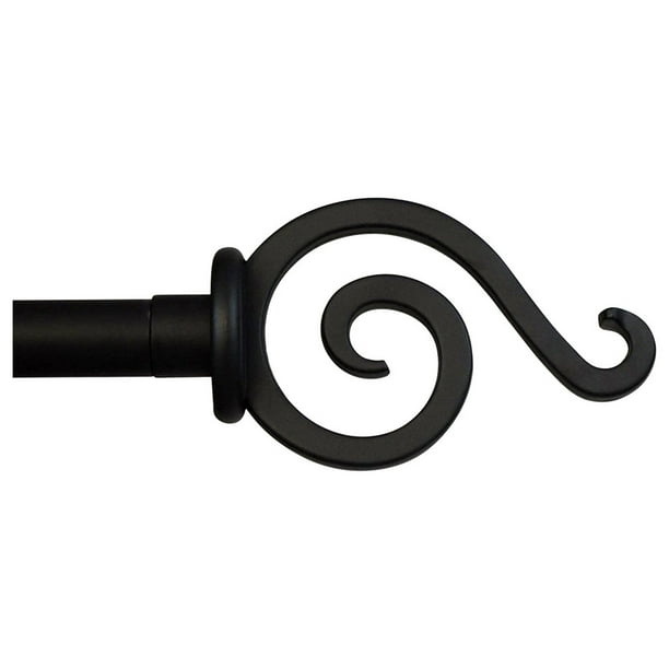 Urbanest Classic Iron French Scroll Curtain Rod, Black, 84"120