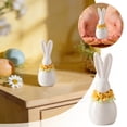 thumbnail image 4 of 2 PCS White Ceramic Easter Bunny Figurine with Floral Accents, Porcelain Rabbit Decor for Farmhouse Tabletop, Shelf, or Mantel Display, Spring Home or Office Decorative Centerpiece, 4 of 8