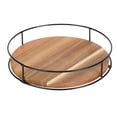thumbnail image 1 of Bandeja giratoria de madera, organizador de cocina con lados de hierro, bandeja de almacenamiento giratoria para 10 pulgadas, 1 of 9