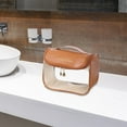 thumbnail image 4 of Bolsa de cosméticos transparente, bolsa de viaje para artículos de tocador, porta brochas, multifuncional, impermeable Café, 4 of 6