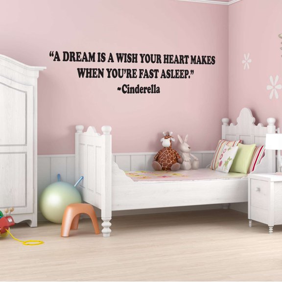 Girls A dream is a wish your Heart makes Cute Quotes & Sayings Wall Decal Decoration Quote Vinyl Wall Art Decal Home Decoration Lasts Years and Easily Removable - Size: 20 In(W) x 6 In(H)