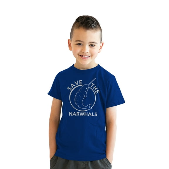 Youth Save The Narwhals T Shirt Funny Narwhal Unicorn Shirt for Kids